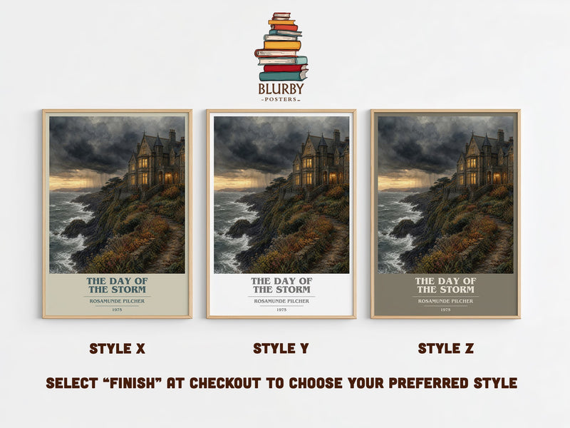 The Day of the Storm book cover print in frame leaning in hallway – romance wall art