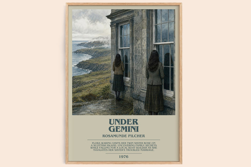 Under Gemini bookish book poster by Rosamunde Pilcher – framed literary art print
