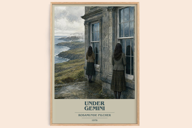 Under Gemini book cover book poster by Rosamunde Pilcher – framed literary art print