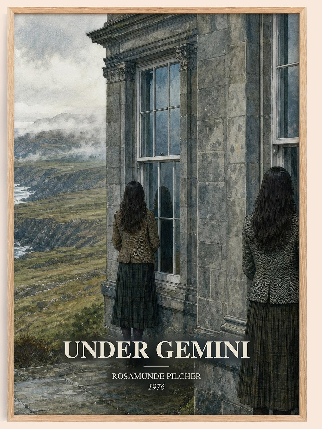Under Gemini watercolour book poster by Rosamunde Pilcher – framed literary art print
