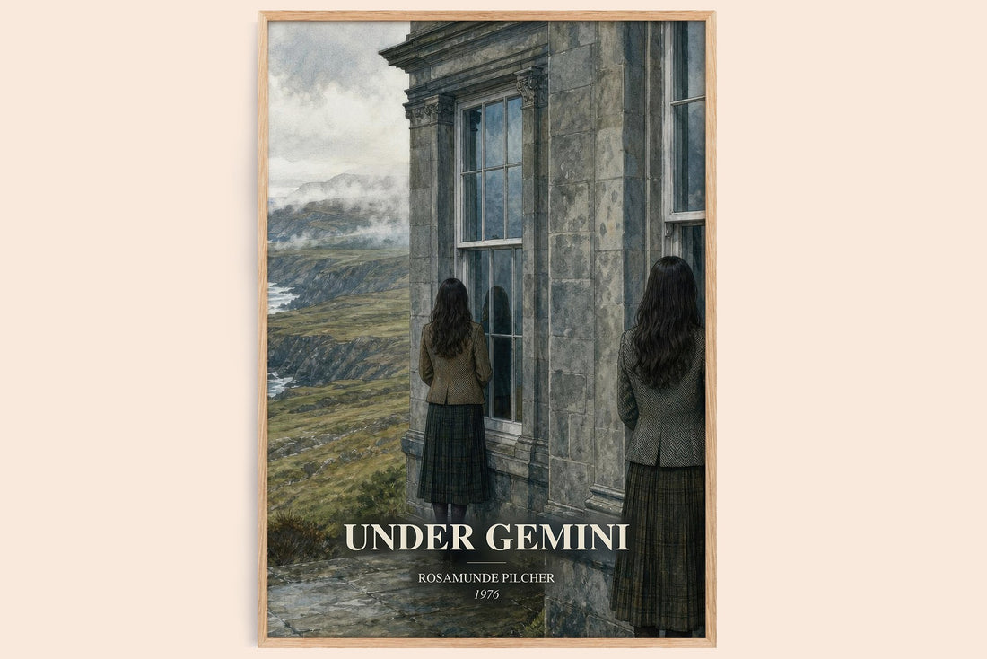 Under Gemini watercolour book poster by Rosamunde Pilcher – framed literary art print