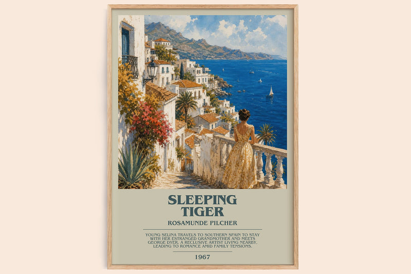 Sleeping Tiger bookish book poster by Rosamunde Pilcher – framed literary art print