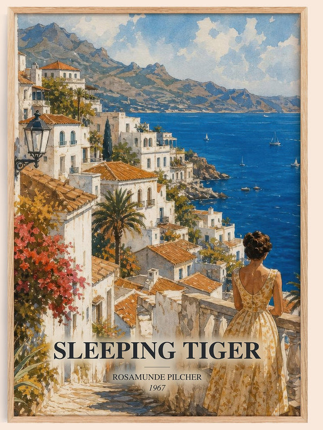 Sleeping Tiger Book Watercolour Illustration by Rosamunde Pilcher