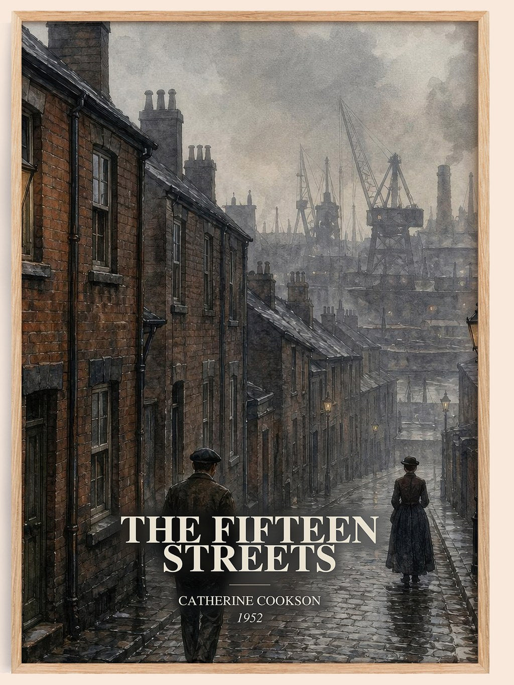 The Fifteen Streets watercolour book poster by Catherine Cookson – framed literary art print