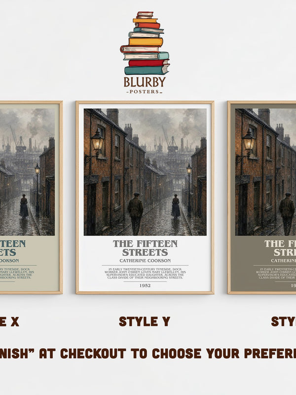 The Fifteen Streets bookish print in frame leaning in hallway – historical fiction wall art