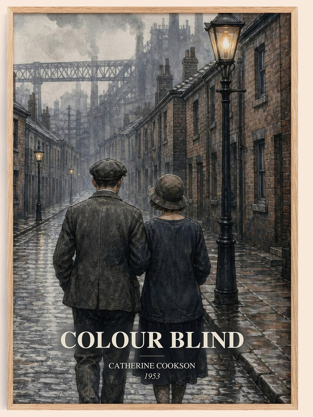 Colour Blind watercolour book poster by Catherine Cookson – framed literary art print