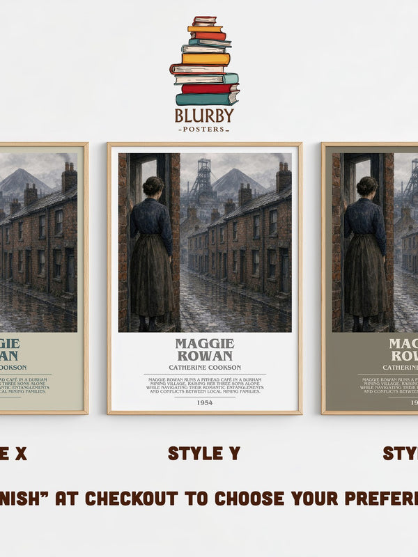 Maggie Rowan bookish print in frame leaning in hallway – literary fiction wall art