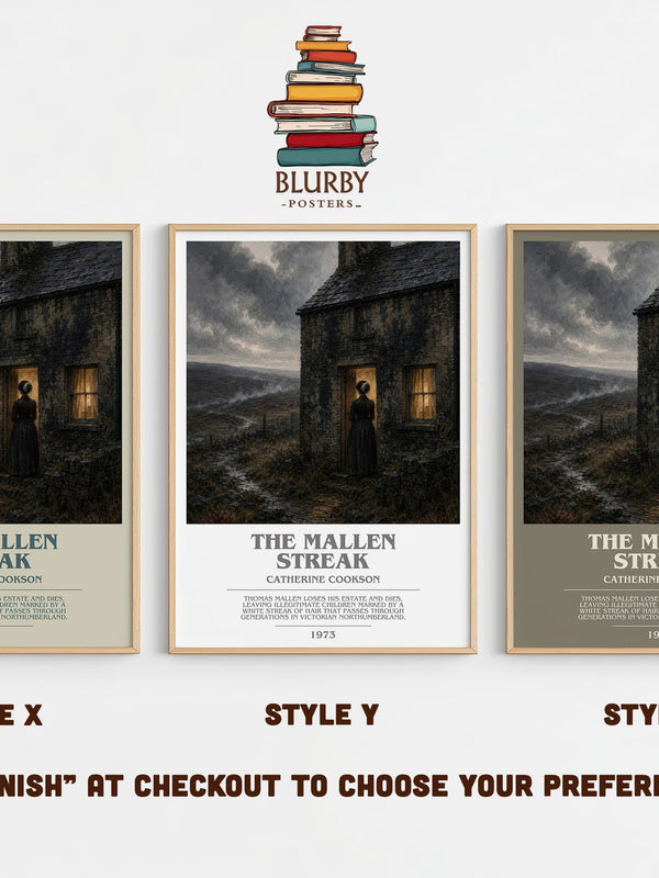 The Mallen Streak bookish print in frame leaning in hallway – historical fiction wall art