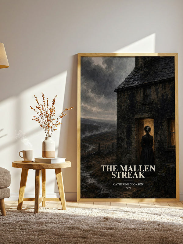 The Mallen Streak watercolour print in frame leaning in hallway – historical fiction wall art