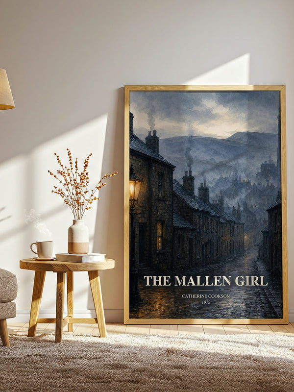 The Mallen Girl watercolour print in frame leaning in hallway – historical fiction wall art