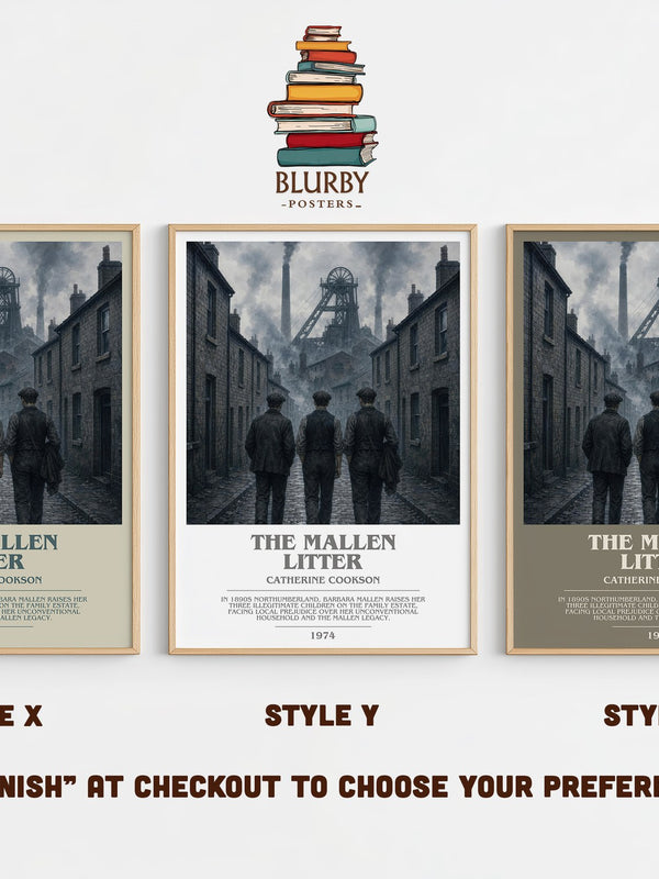 The Mallen Litter bookish print in frame leaning in hallway – historical fiction wall art