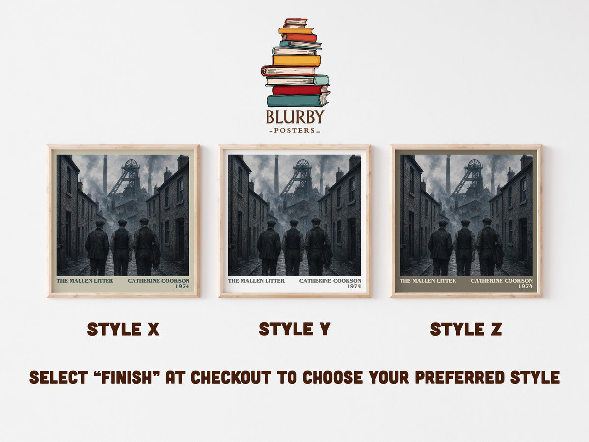 The Mallen Litter literary print in frame leaning in hallway – historical fiction wall art (mockup)