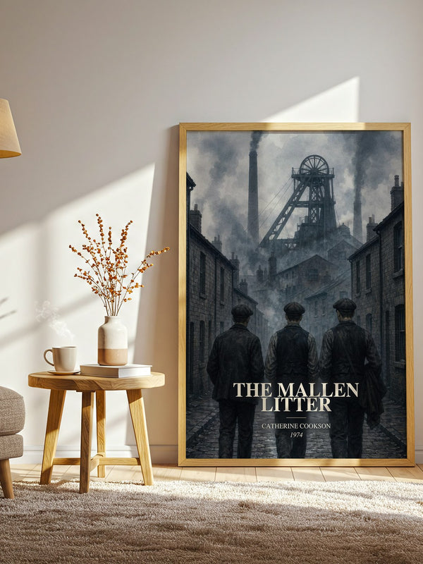 The Mallen Litter watercolour print in frame leaning in hallway – historical fiction wall art