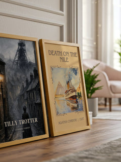 Tilly Trotter watercolour print framed by window – literary home decor