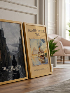 Tilly Trotter Widowed watercolour print framed by window – literary home decor