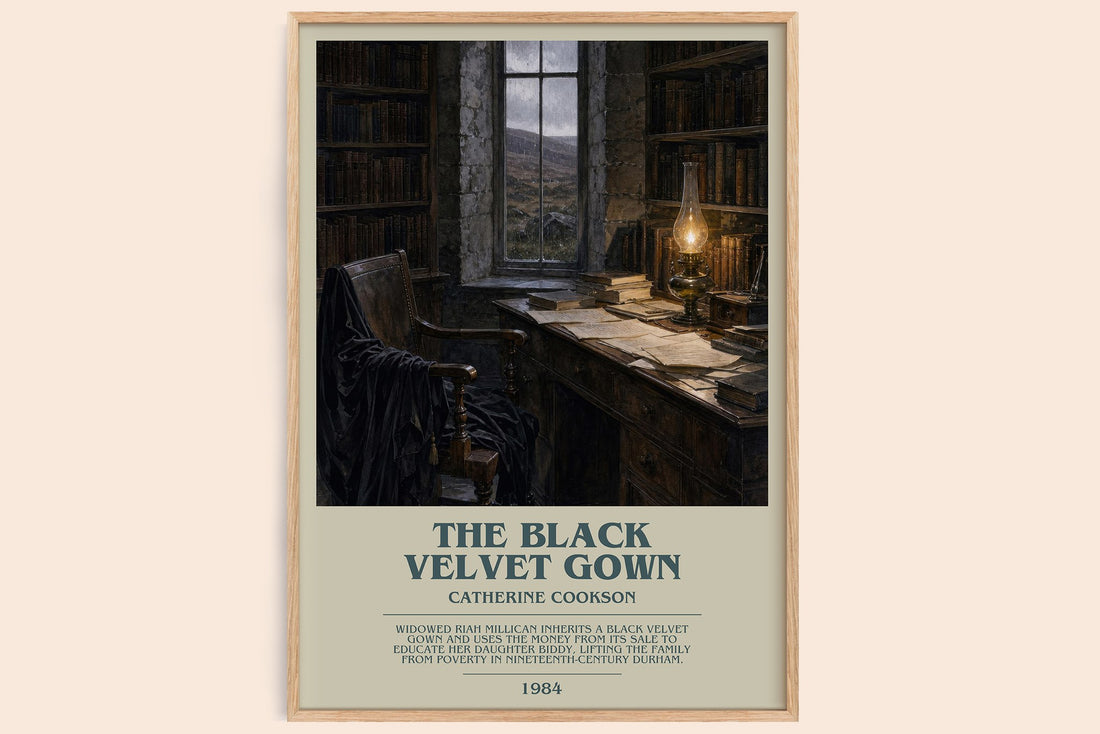 The Black Velvet Gown bookish book poster by Catherine Cookson – framed literary art print