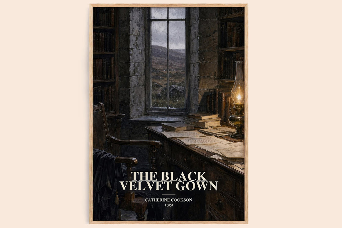 The Black Velvet Gown watercolour book poster by Catherine Cookson – framed literary art print