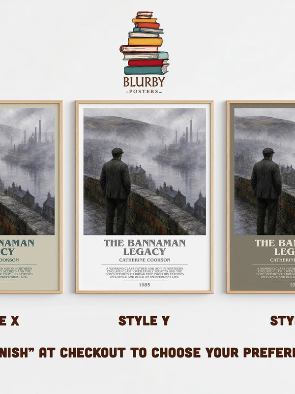The Bannaman Legacy bookish print in frame leaning in hallway – historical fiction wall art
