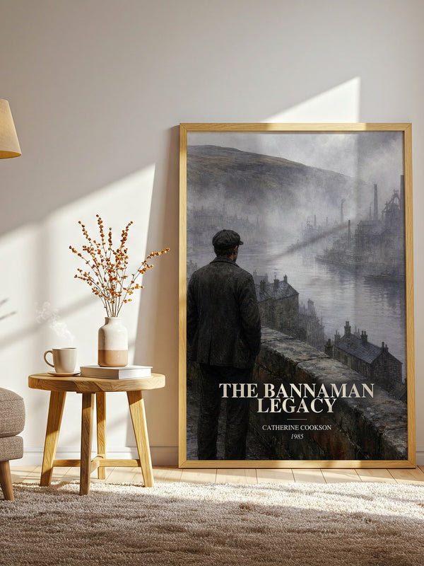 The Bannaman Legacy watercolour print in frame leaning in hallway – historical fiction wall art