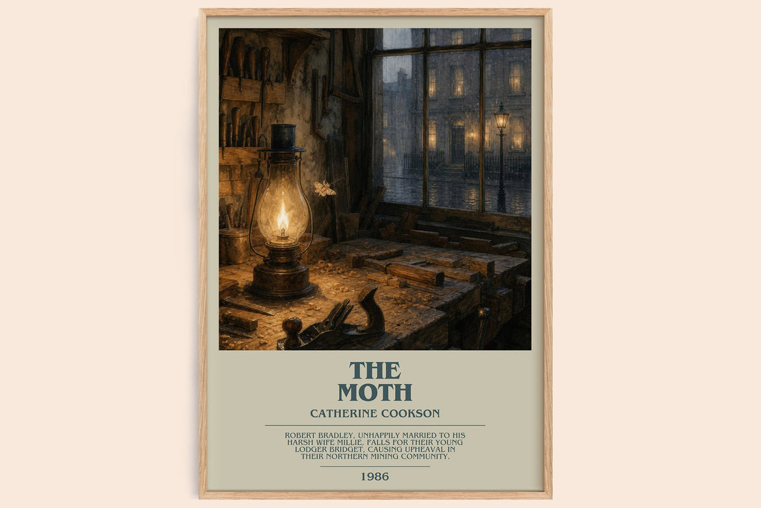 The Moth bookish book poster by Catherine Cookson – framed literary art print