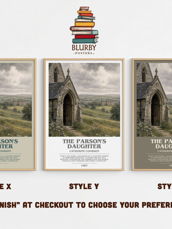 The Parson's Daughter bookish print in frame leaning in hallway – historical fiction wall art