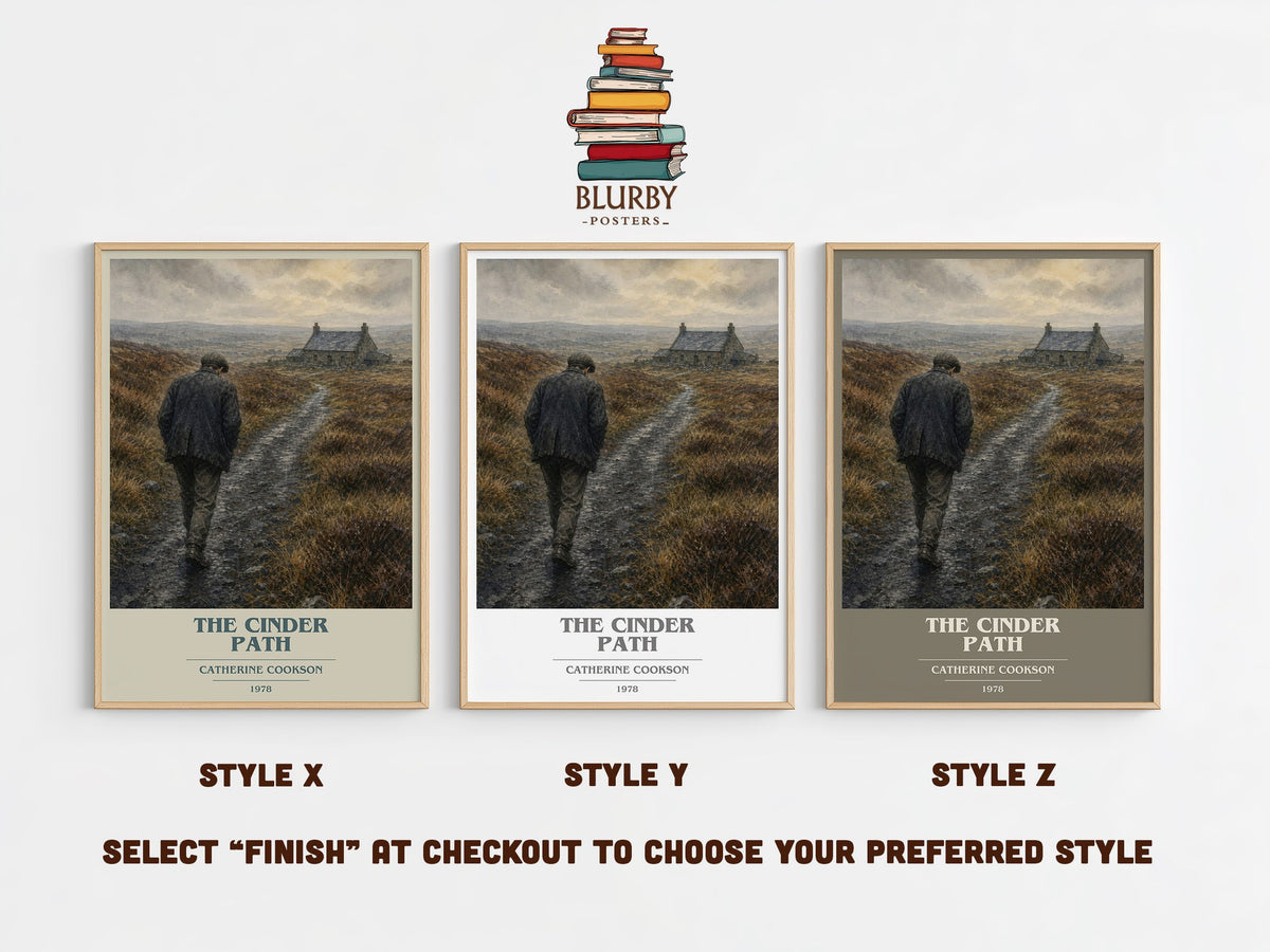 The Cinder Path book cover print in frame leaning in hallway – historical fiction wall art (mockup)