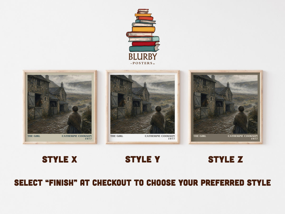 The Girl literary print in frame leaning in hallway – historical fiction wall art (mockup)