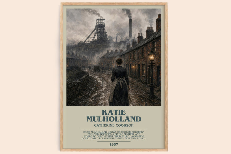 Katie Mulholland bookish book poster by Catherine Cookson – framed literary art print