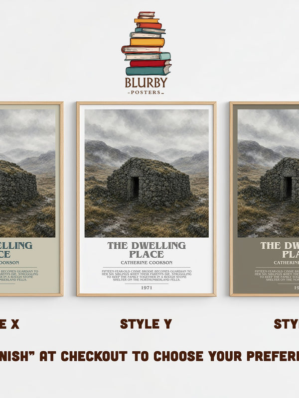 The Dwelling Place bookish print in frame leaning in hallway – historical fiction wall art