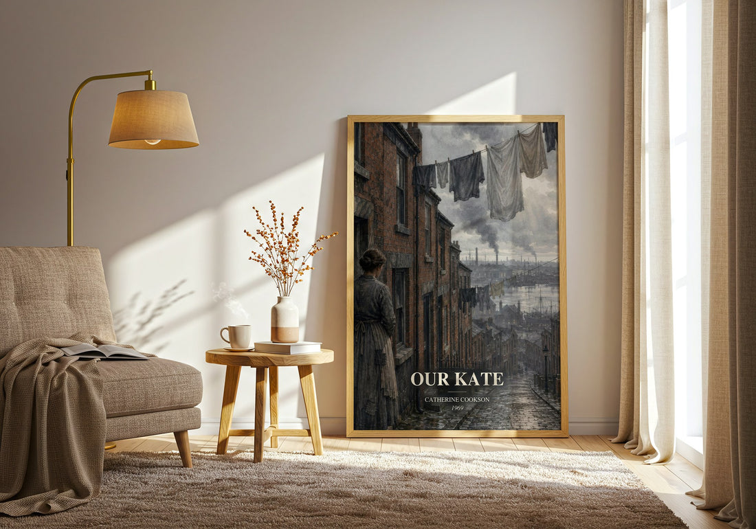 Our Kate watercolour print in frame leaning in hallway – memoir wall art (mockup)