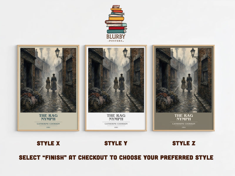 The Rag Nymph book cover print in frame leaning in hallway – historical fiction wall art
