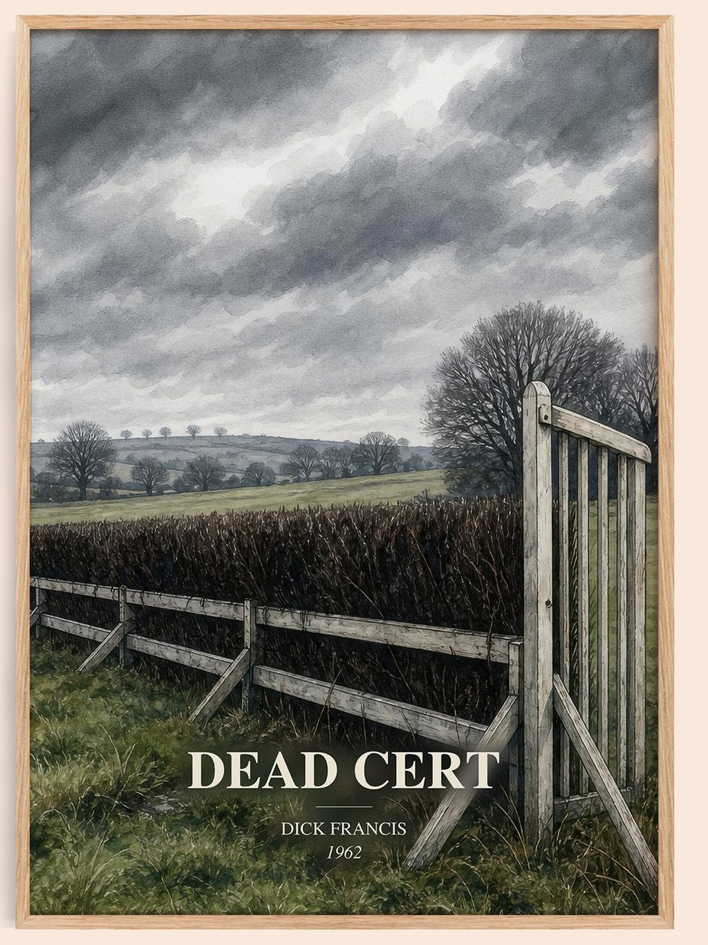 Dead Cert watercolour book poster by Dick Francis – framed literary art print