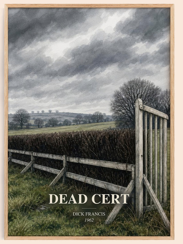 Dead Cert watercolour book poster by Dick Francis – framed literary art print