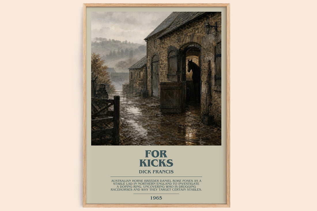 For Kicks bookish book poster by Dick Francis – framed literary art print