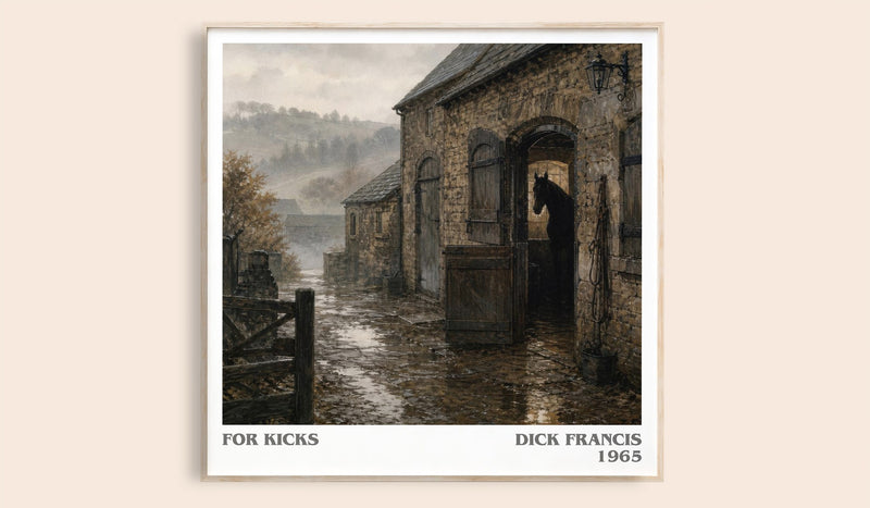 For Kicks literary book poster by Dick Francis – framed literary art print