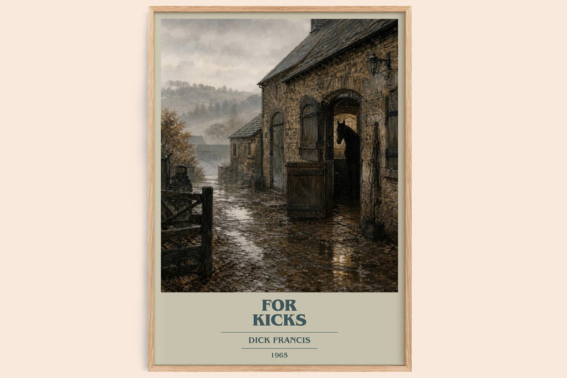 For Kicks book cover book poster by Dick Francis – framed literary art print