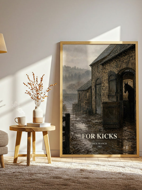 For Kicks watercolour print in frame leaning in hallway – thriller wall art