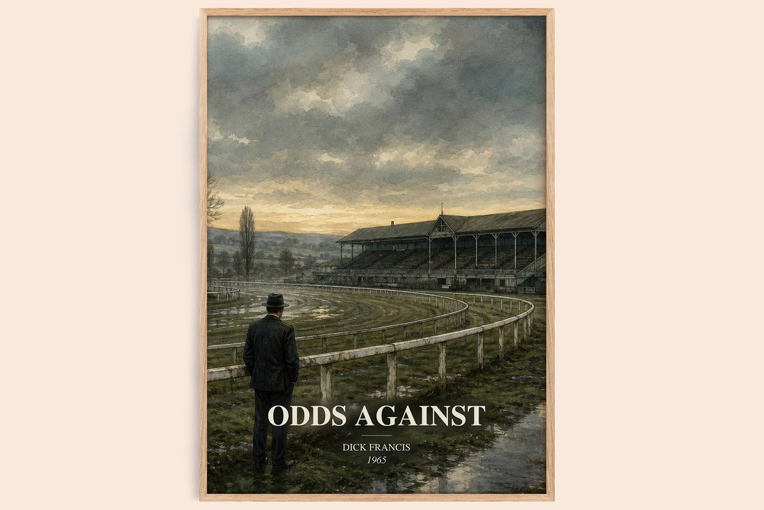 Odds Against watercolour book poster by Dick Francis – framed literary art print