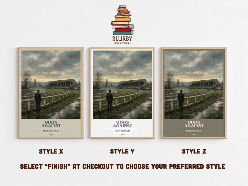 Odds Against book cover print in frame leaning in hallway – crime wall art