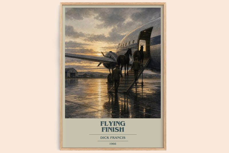 Flying Finish book cover book poster by Dick Francis – framed literary art print