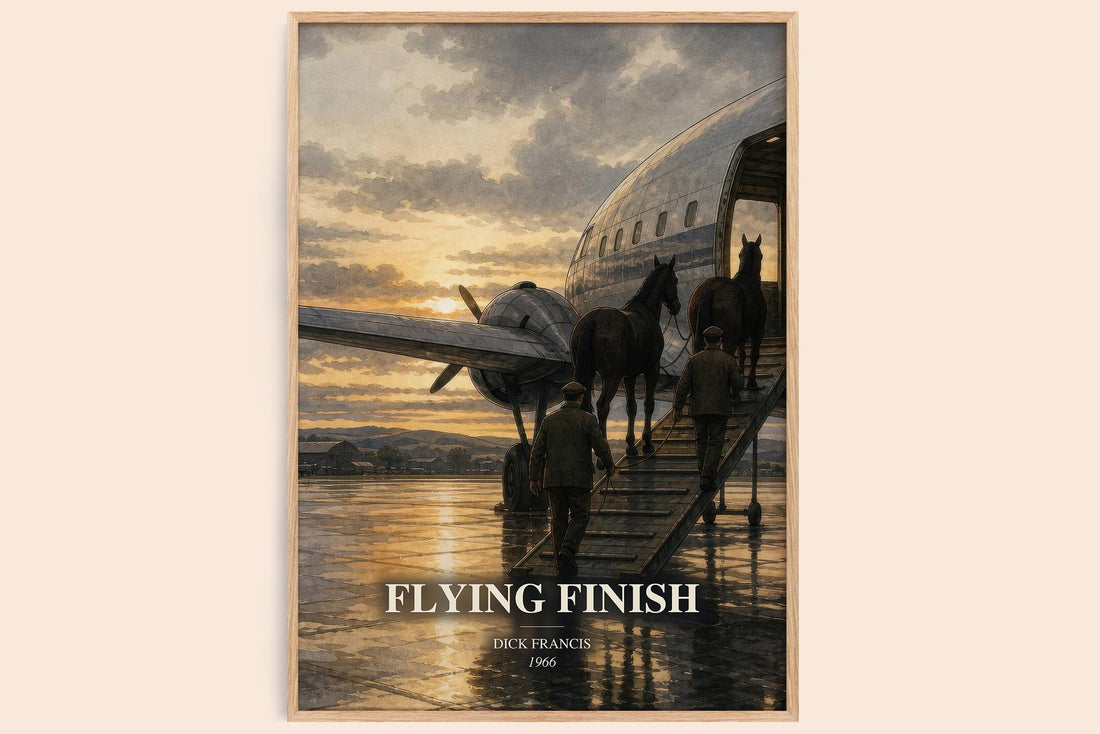 Flying Finish watercolour book poster by Dick Francis – framed literary art print