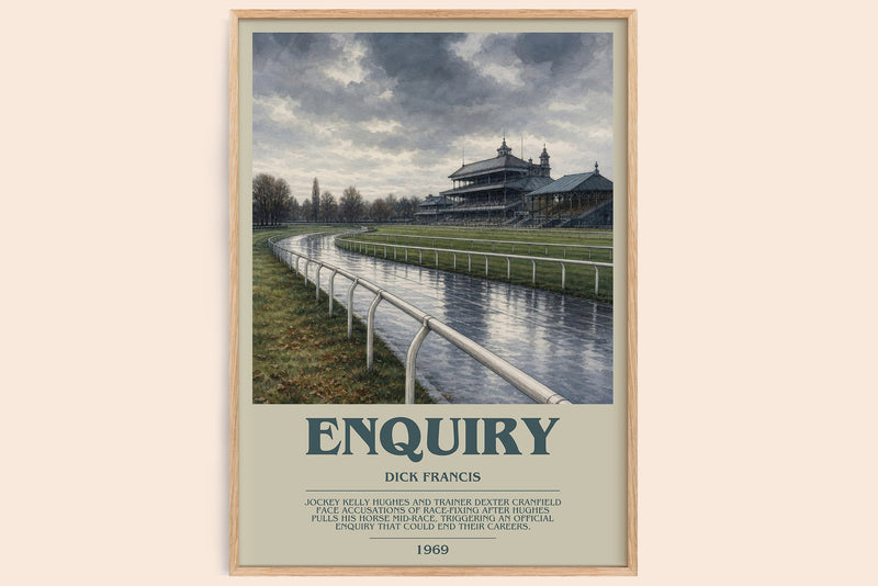 Enquiry bookish book poster by Dick Francis – framed literary art print