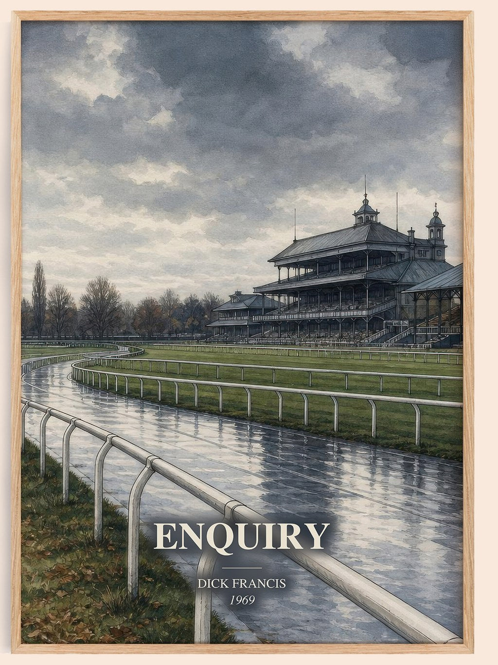 Enquiry watercolour book poster by Dick Francis – framed literary art print
