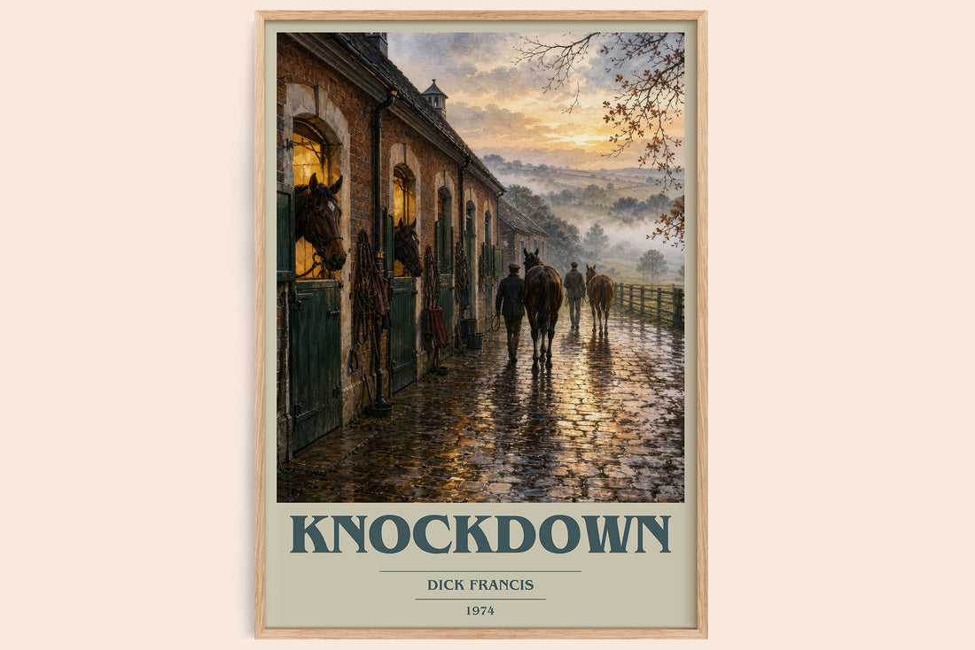 Knockdown book cover book poster by Dick Francis – framed literary art print
