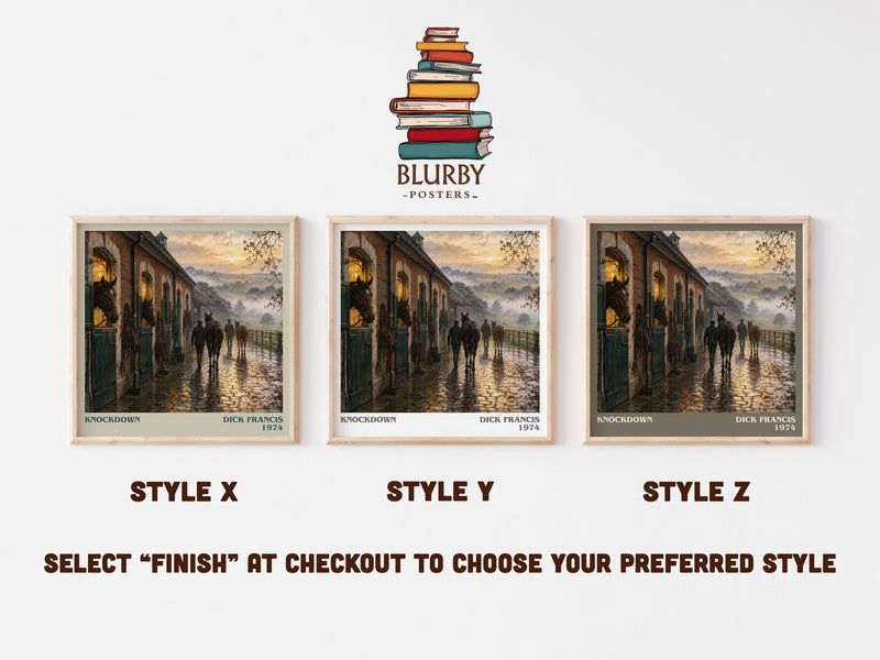 Knockdown literary print in frame leaning in hallway – thriller wall art