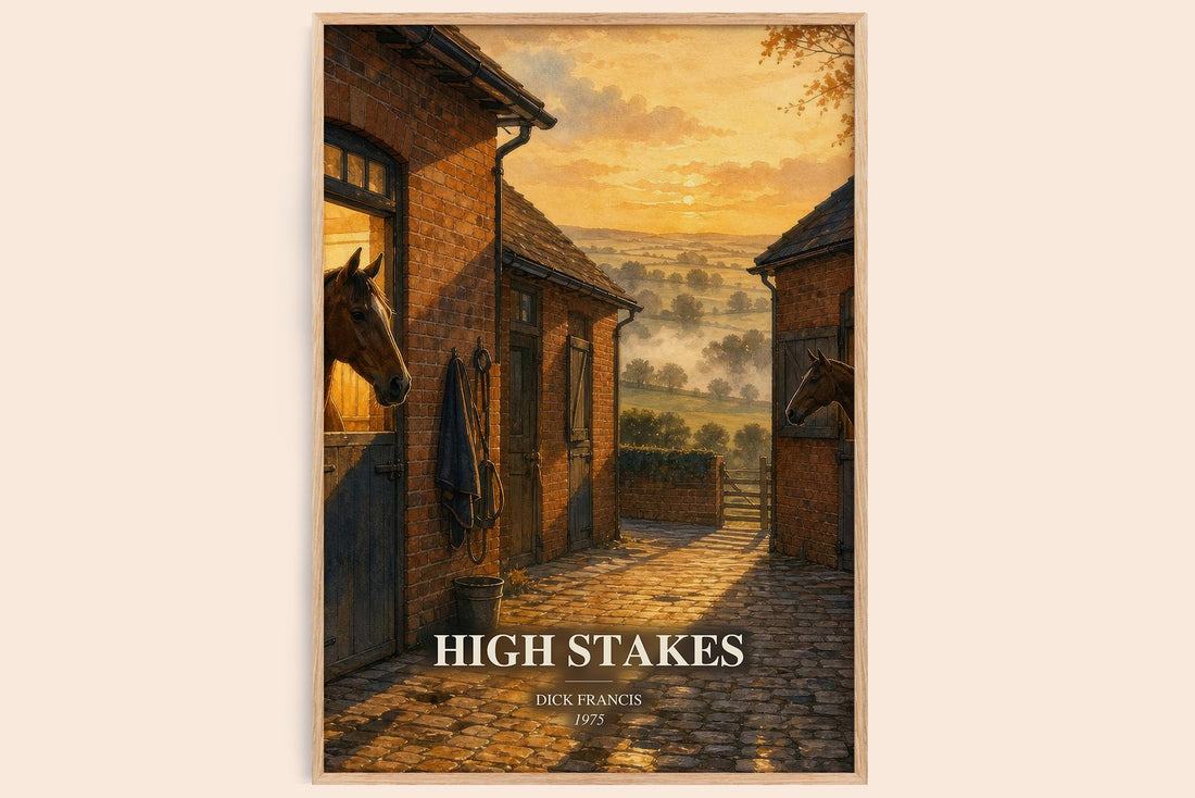 High Stakes watercolour book poster by Dick Francis – framed literary art print