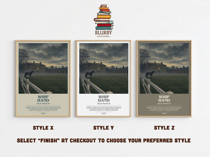 Whip Hand bookish print in frame leaning in hallway – crime wall art