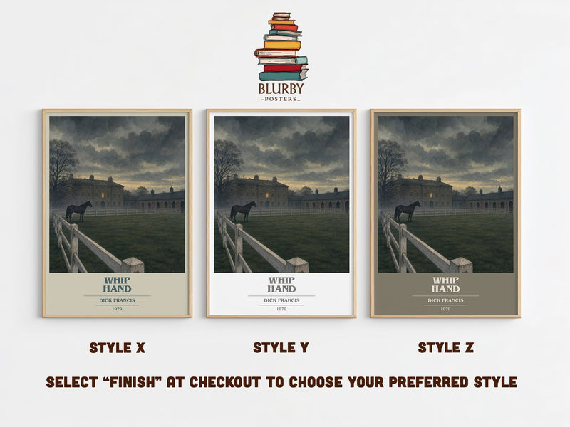 Whip Hand book cover print in frame leaning in hallway – crime wall art