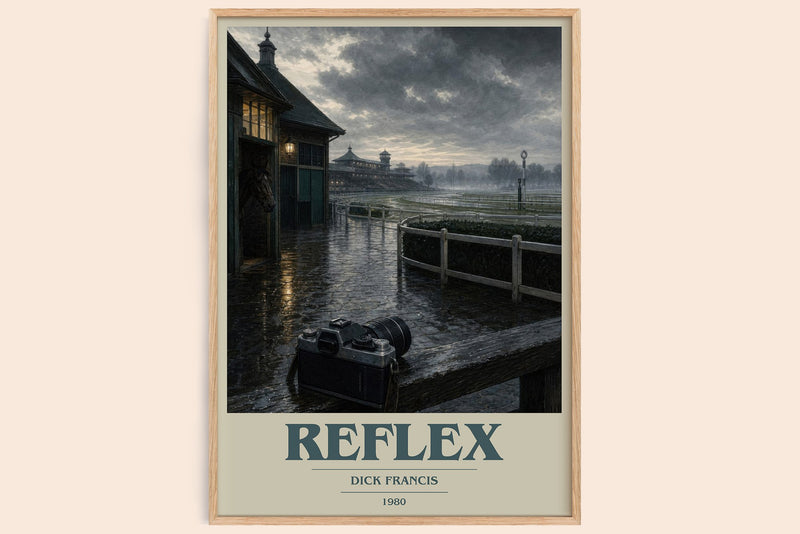 Reflex book cover book poster by Dick Francis – framed literary art print