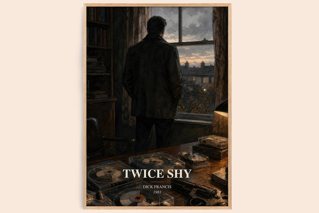 Twice Shy watercolour book poster by Dick Francis – framed literary art print